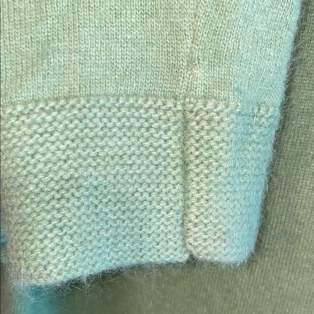 Fenn Wright Manson Green Woman Knit Shawl Collar Angora Lambswool Sweater Size L - Picture 8 of 10
